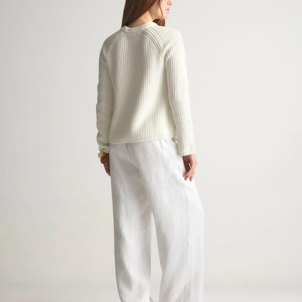 Quince 100% Organic Cotton Fisherman Crew Sweater Ivory small - Picture 11 of 13